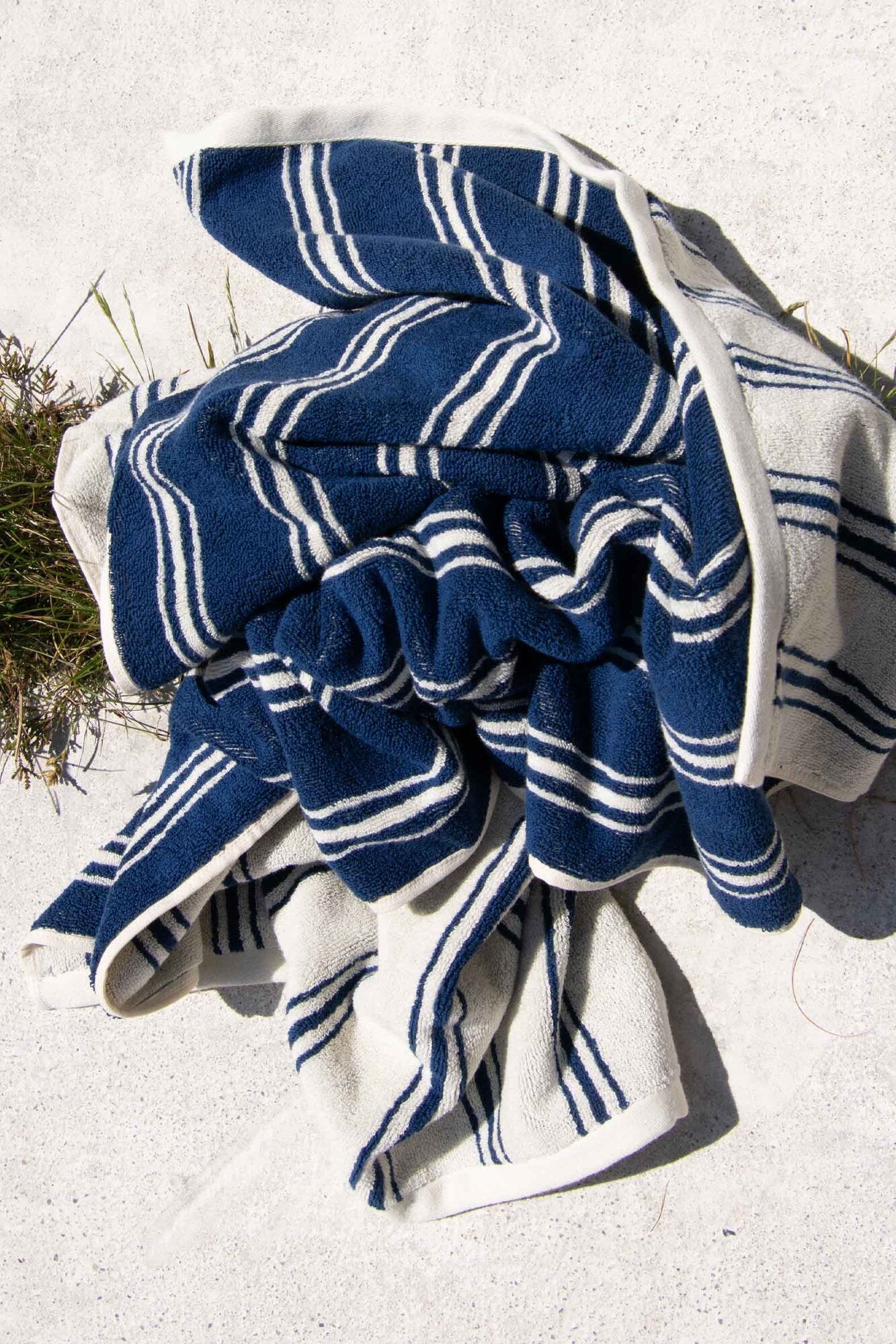 Retro Stripe håndklæde - Slate Indigo/Cream